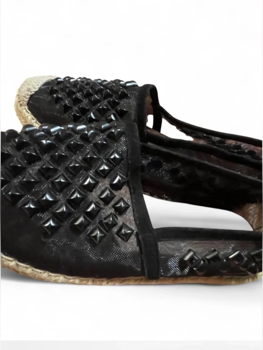 Jeffrey Campbell Black Studded Martini Espadrille Slip-On Flats